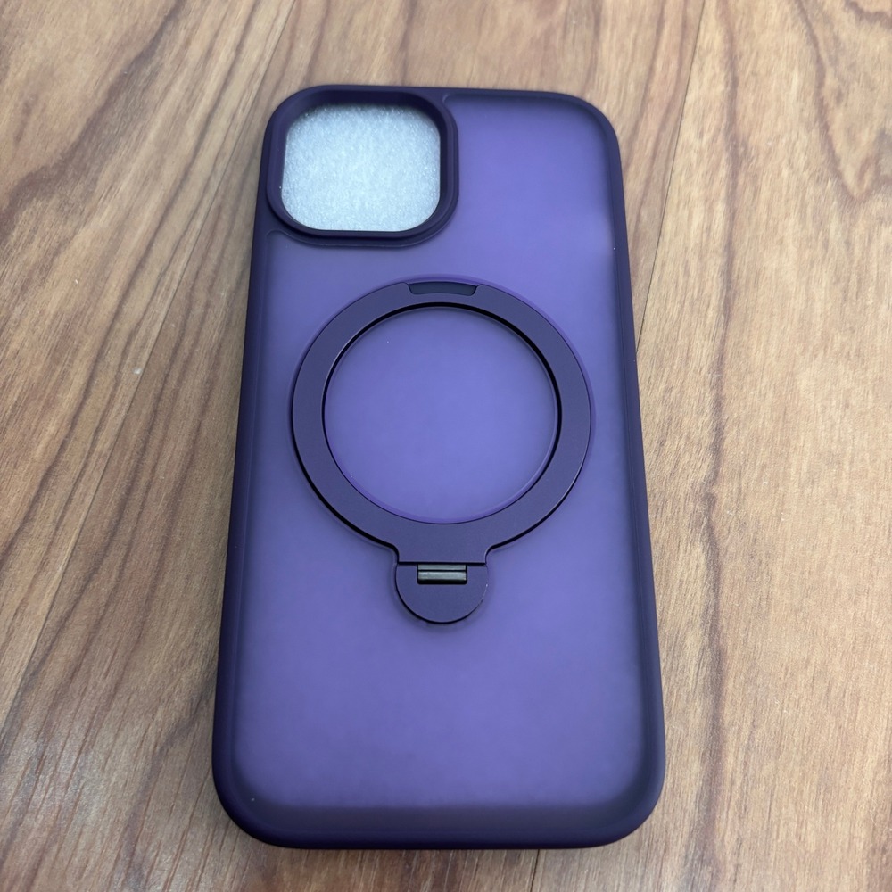 CACOE Magnetic Phone Case iPhone 15 Dark Purple MagSafe Rotating Ring Stand NEW